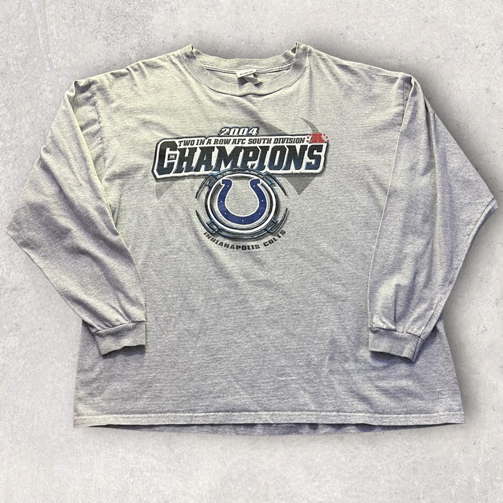 Vintage 2004 Colts AFC Champions Graphic Long Sleeve Shirt Grey